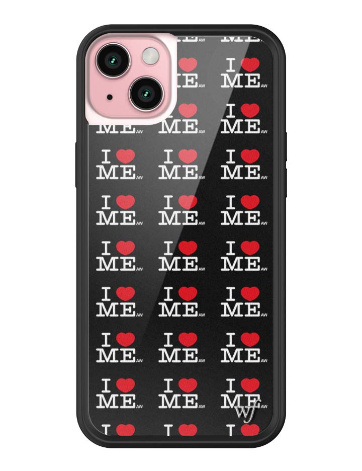 Wildflower iPhone case 15 Plus I Heart Me Black Cute