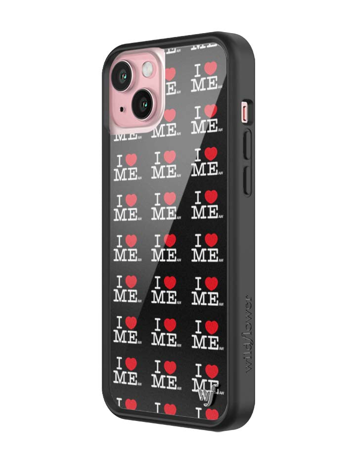 Wildflower iPhone case 15 Plus I Heart Me Black Cute