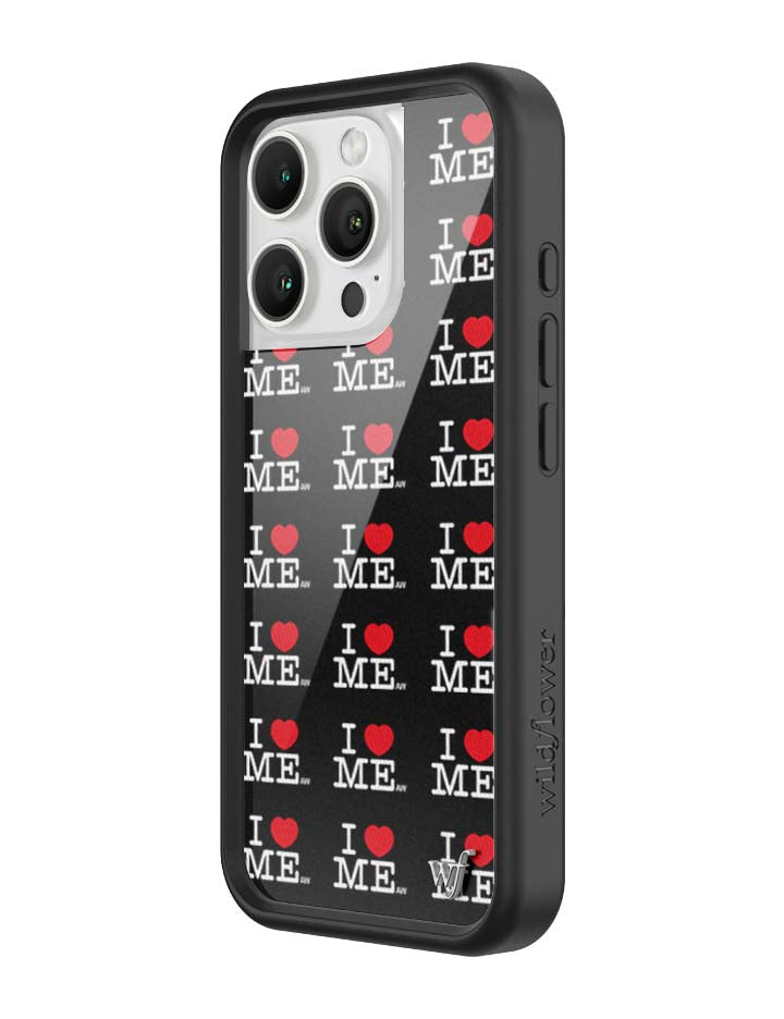 Wildflower iPhone case 16 Pro I Heart Me Black Cute