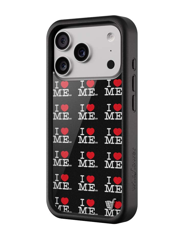 Wildflower iPhone case 18 Pro I Heart Me Black Cute
