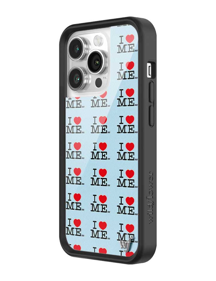 Wildflower iPhone case 14 Pro I Heart Me Red Blue Cute