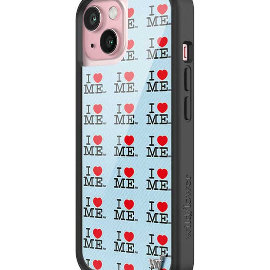 Wildflower iPhone case 15 I Heart Me Red Blue Cute
