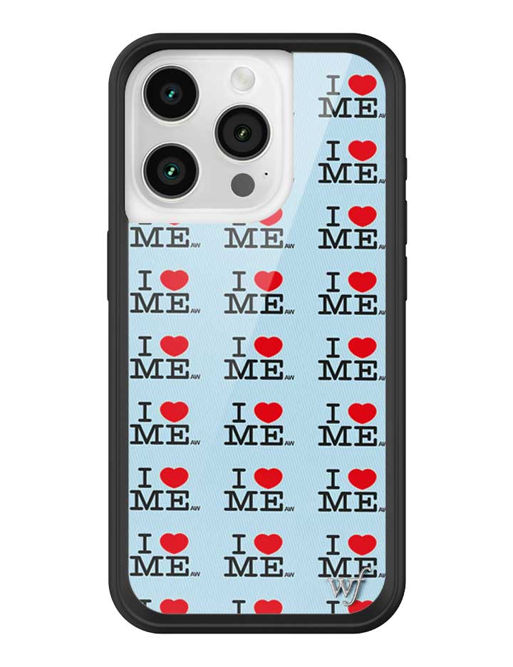 Wildflower iPhone case 15 Pro I Heart Me Red Blue Cute