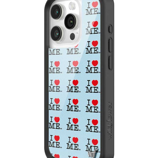 Wildflower iPhone case 15 Pro I Heart Me Red Blue Cute