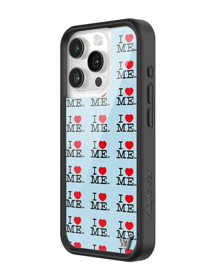 Wildflower iPhone case 15 Pro I Heart Me Red Blue Cute