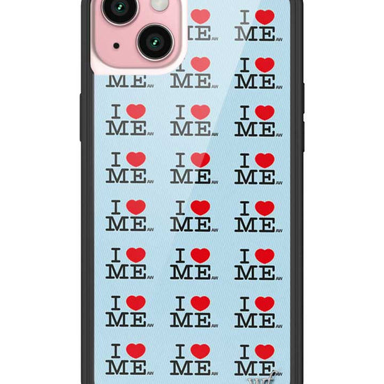 Wildflower iPhone case 15 Plus I Heart Me Red Blue Cute