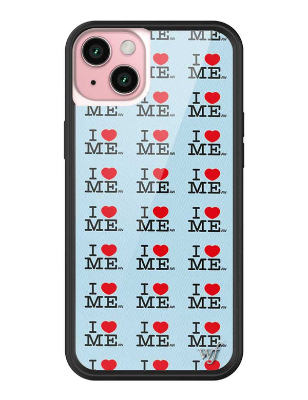 Wildflower iPhone case 15 Plus I Heart Me Red Blue Cute
