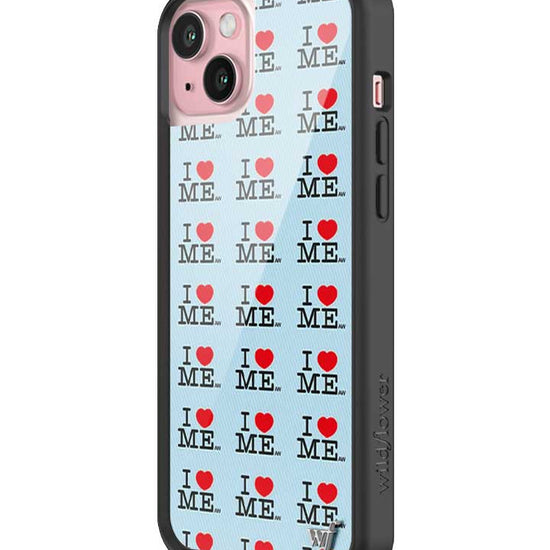 Wildflower iPhone case 15 Plus I Heart Me Red Blue Cute