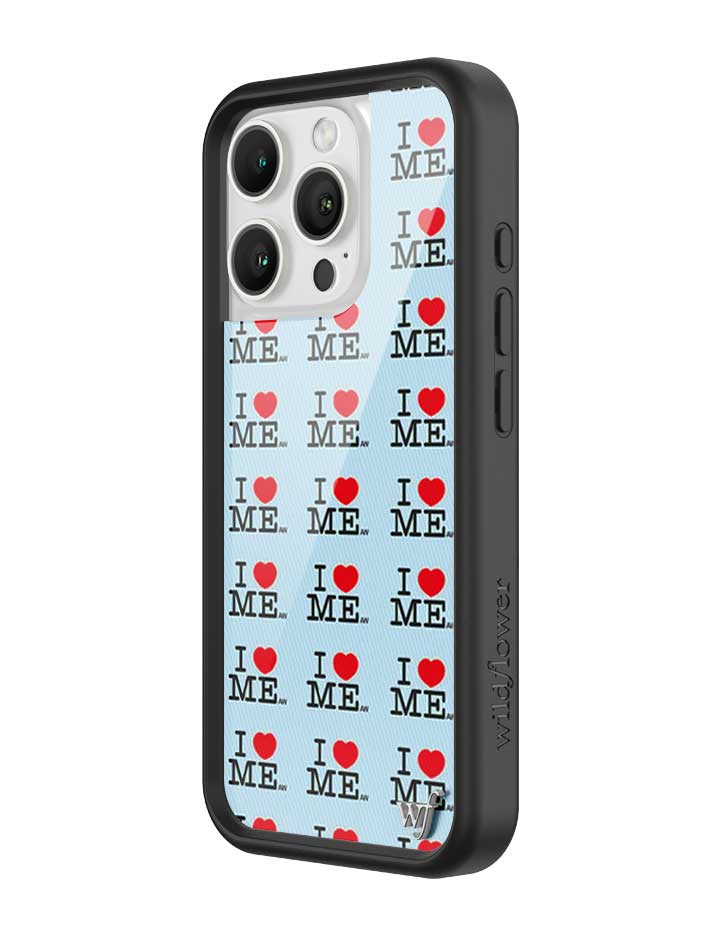 Wildflower iPhone case 16 Pro I Heart Me Red Blue Cute