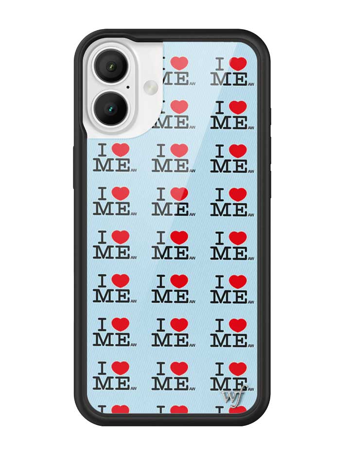 Wildflower iPhone case 16 Plus I Heart Me Red Blue Cute