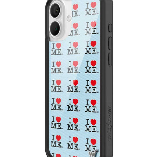 Wildflower iPhone case 16 Plus I Heart Me Red Blue Cute
