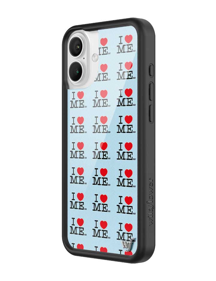 Wildflower iPhone case 16 Plus I Heart Me Red Blue Cute
