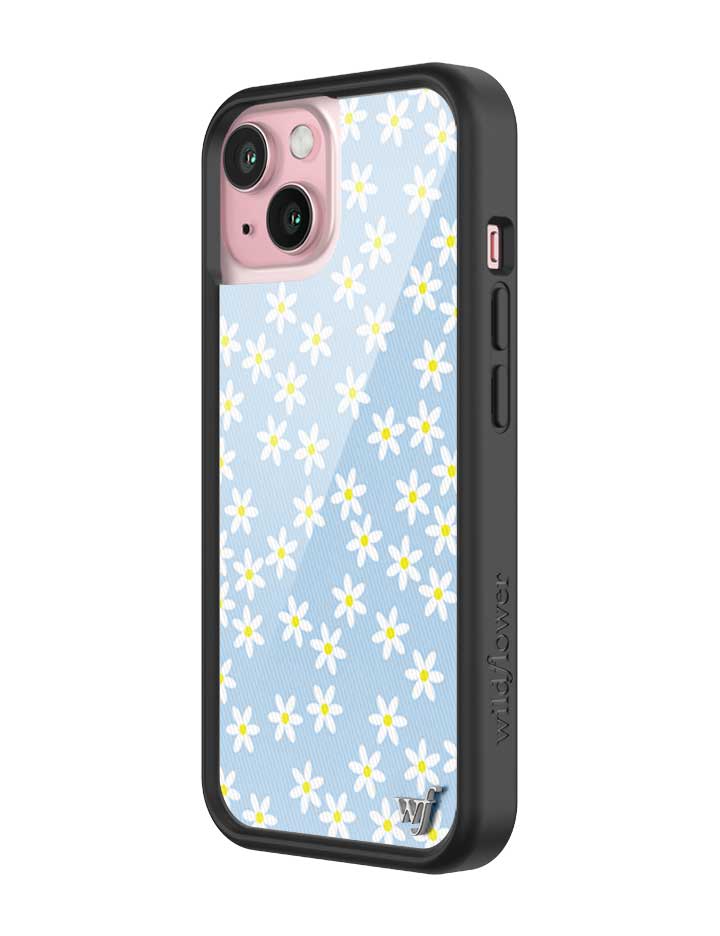 Wildflower iPhone case 15 Blue Daisy Flower Yellow Cute