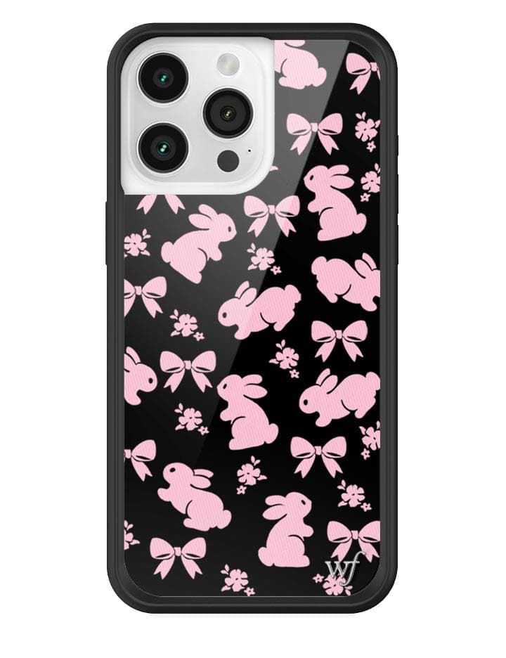 【サイズ:iPhone15(ClearBlack)_色:Bunnies】CASE Pink Bunnies iPhone 15 Pro Max Case – Wildflower Cases