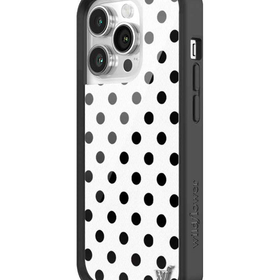 Wildflower iPhone case 14 Pro Polka Dot White Black Cute