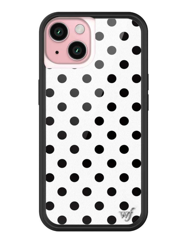Wildflower iPhone case 15 Polka Dot White Black Cute