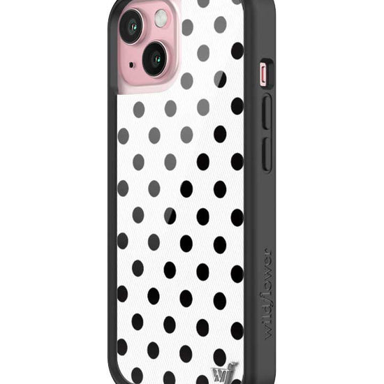 Wildflower iPhone case 15 Polka Dot White Black Cute