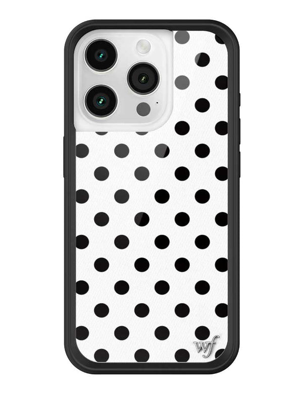 Wildflower iPhone case 15 Pro Polka Dot White Black Cute