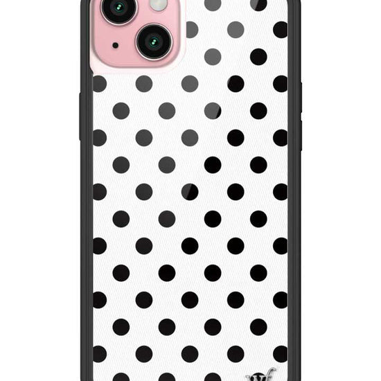 Wildflower iPhone case 15 Plus Polka Dot White Black Cute