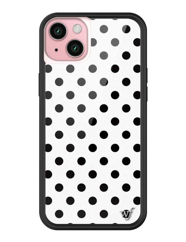 Wildflower iPhone case 15 Plus Polka Dot White Black Cute