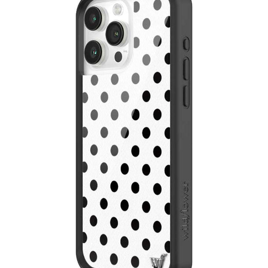 Wildflower iPhone case 15 Pro Max Polka Dot White Black Cute