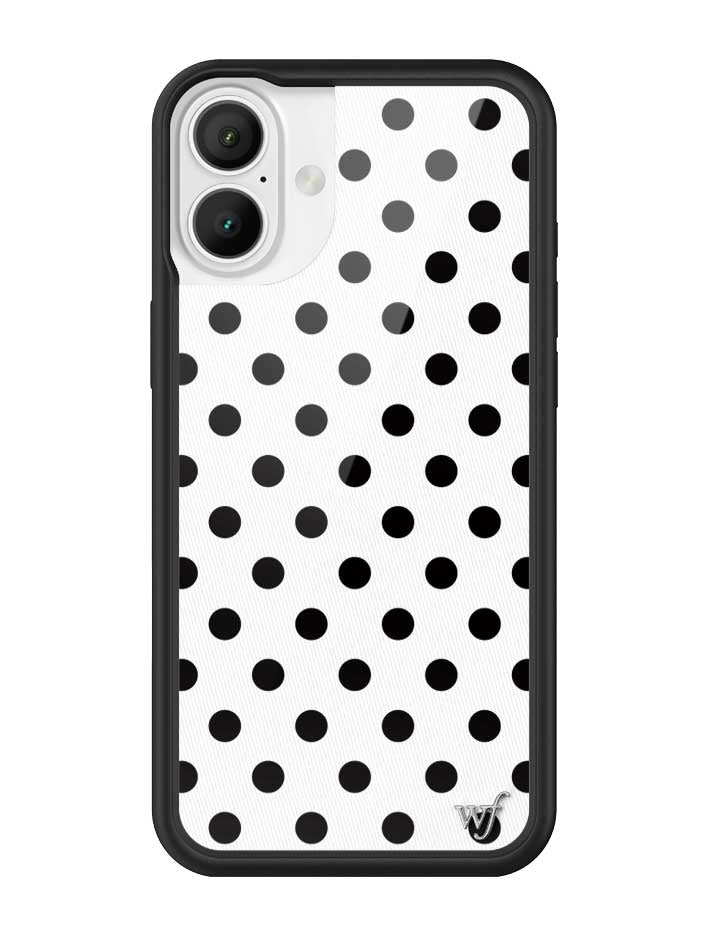 Wildflower iPhone case 16 Plus Polka Dot White Black Cute