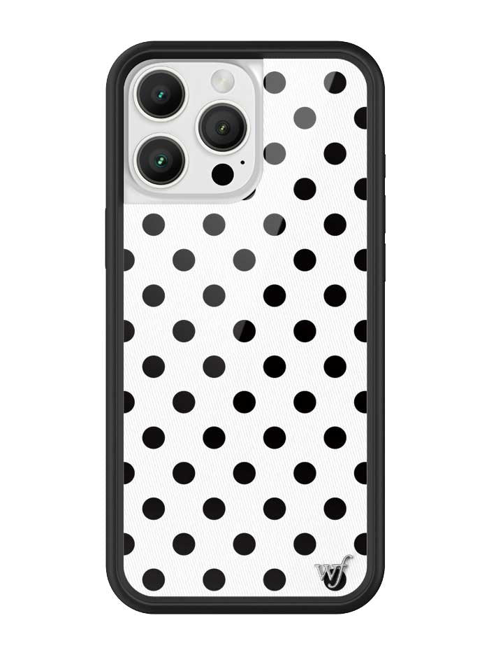 Wildflower iPhone case 16 Pro Max Polka Dot White Black Cute