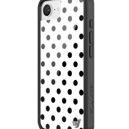 Wildflower iPhone case 16e Polka Dot White Black Cute