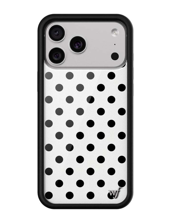 Wildflower iPhone case 17 Pro Max Polka Dot White Black Cute