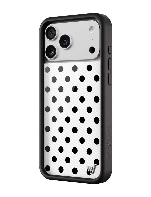 Wildflower iPhone case 17 Pro Max Polka Dot White Black Cute