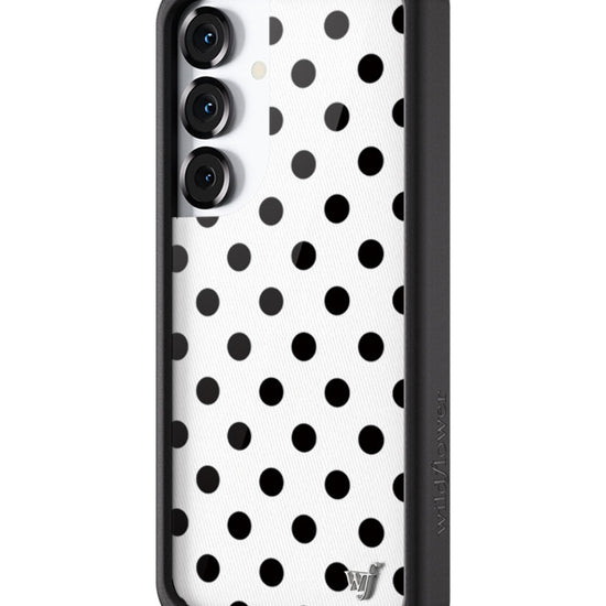 Wildflower Galaxy S25 case Polka Dot White Black Cute