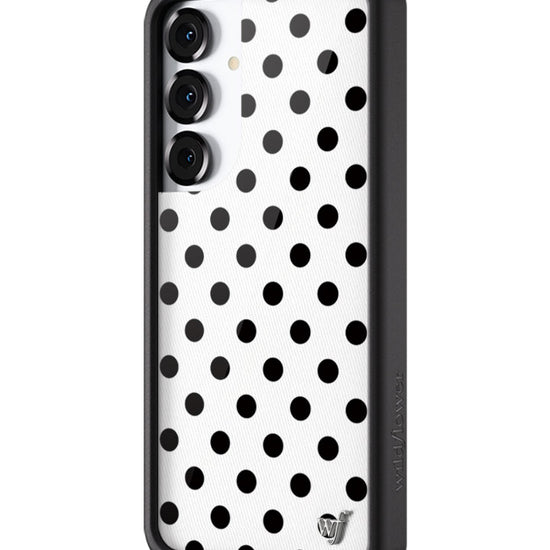 Wildflower Galaxy S25 case Plus Polka Dot White Black Cute