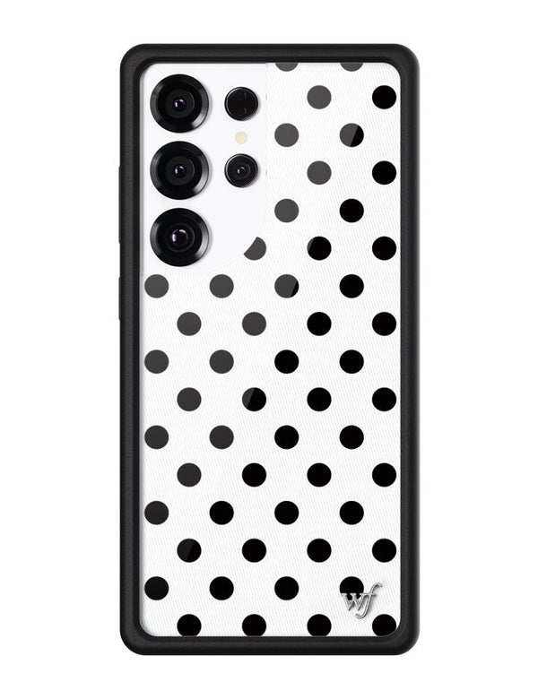 Wildflower Galaxy S25 case Ultra Polka Dot White Black Cute