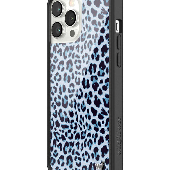 Wildflower iPhone case 13 Pro Max Blue Meow Leopard Cute
