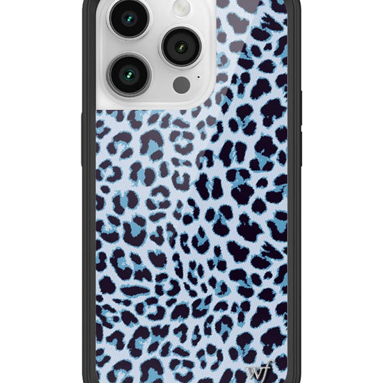Wildflower iPhone case 14 Pro Blue Meow Leopard Cute