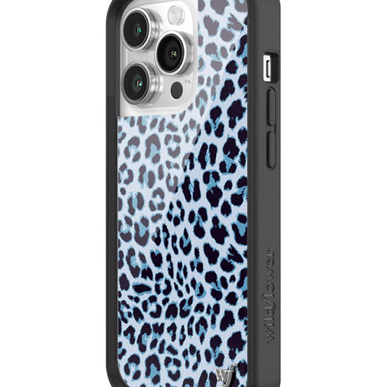 Wildflower iPhone case 14 Pro Blue Meow Leopard Cute
