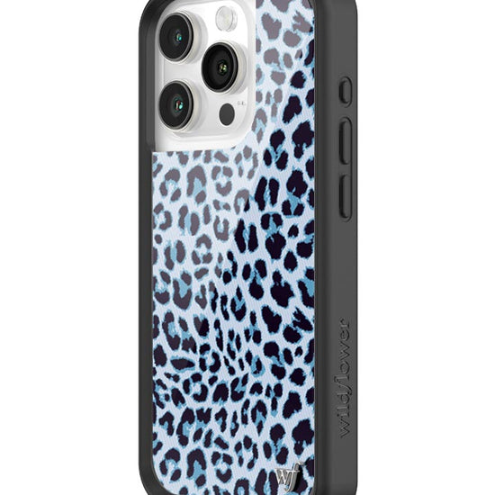 Wildflower iPhone case 15 Pro Blue Meow Leopard Cute