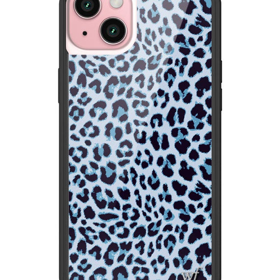 Wildflower iPhone case 15 Plus Blue Meow Leopard Cute