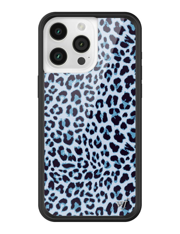 Wildflower iPhone case 15 Pro Max Blue Meow Leopard Cute