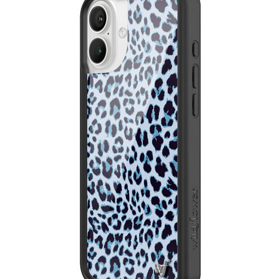 Wildflower iPhone case 16 Plus Blue Meow Leopard Cute