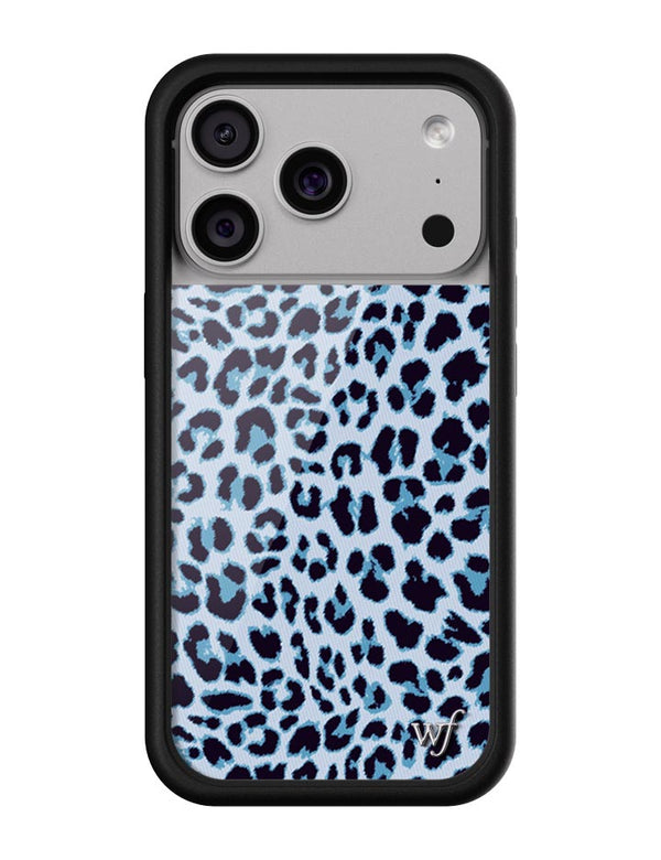 Wildflower iPhone case 17 Pro Blue Meow Leopard Cute