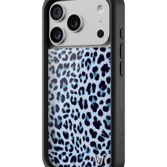 Wildflower iPhone case 17 Pro Blue Meow Leopard Cute