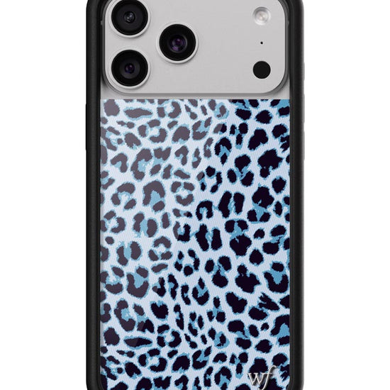 Wildflower iPhone case 17 Pro Max Blue Meow Leopard Cute