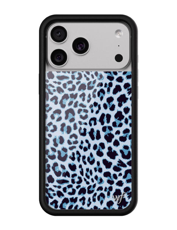 Wildflower iPhone case 17 Pro Max Blue Meow Leopard Cute
