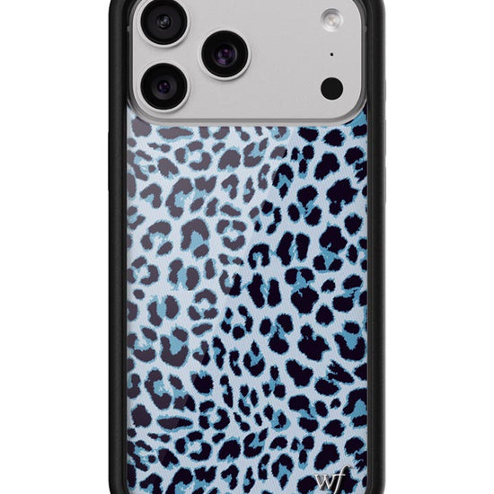 Wildflower iPhone case 17 Pro Max Blue Meow Leopard Cute