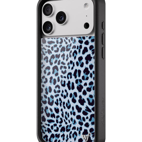 Wildflower iPhone case 17 Pro Max Blue Meow Leopard Cute