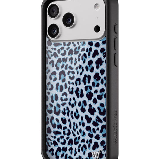 Wildflower iPhone case 17 Pro Max Blue Meow Leopard Cute
