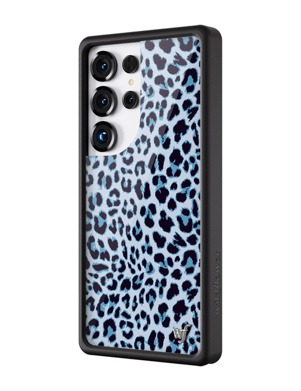 Wildflower Galaxy S25 case Ultra Blue Meow Leopard Cute