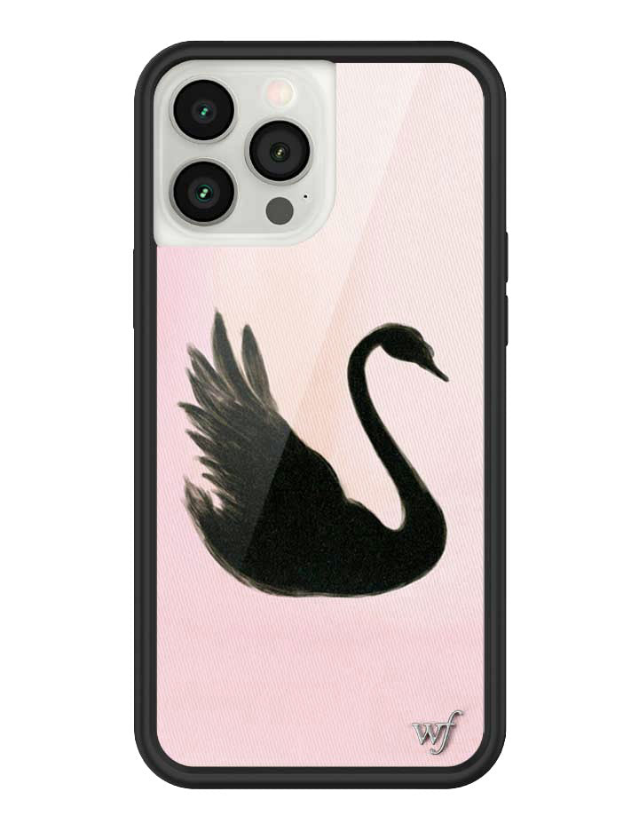 Wildflower iPhone case 13 Pro Max Black Swan Pink Cute