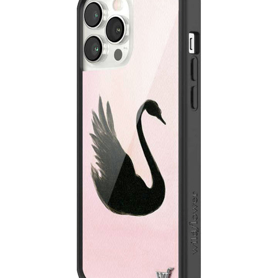 Wildflower iPhone case 13 Pro Max Black Swan Pink Cute